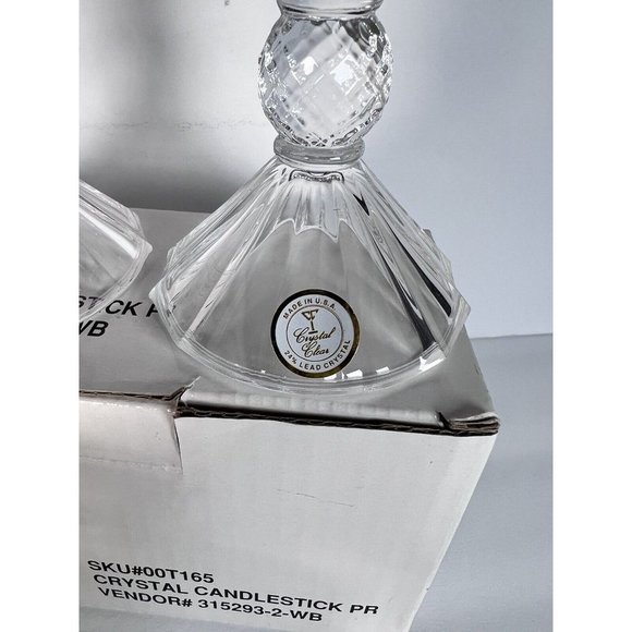 Crystal Glass Candlestick Holders NEW by Michael C Fina Vintage 2 Sets - Picture 5 of 9